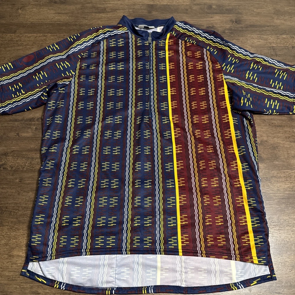 VTG 90s Pearl Izumi Cycling Jersey Abstract Geometric Tribal Stripe USA Large IQ